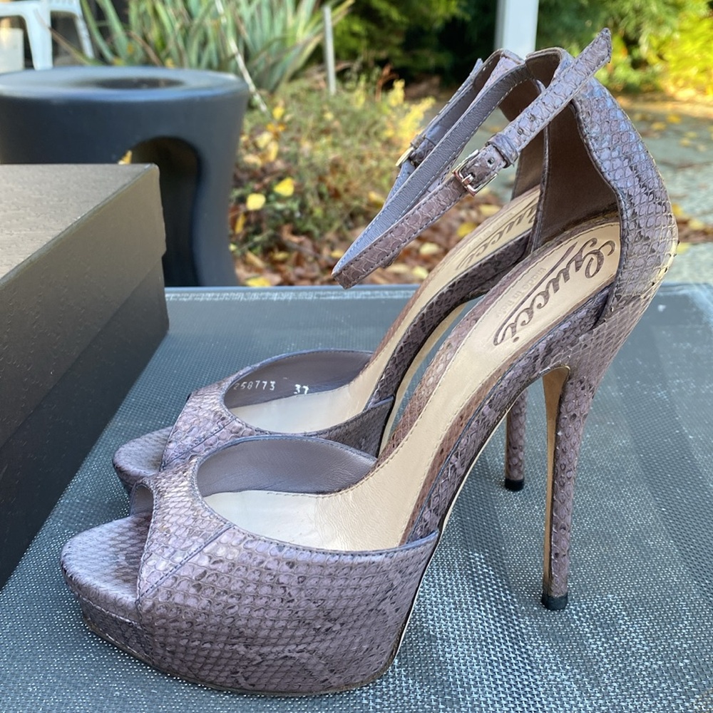 Gucci Python Stiletto Platforms, It Size 37 - image 3